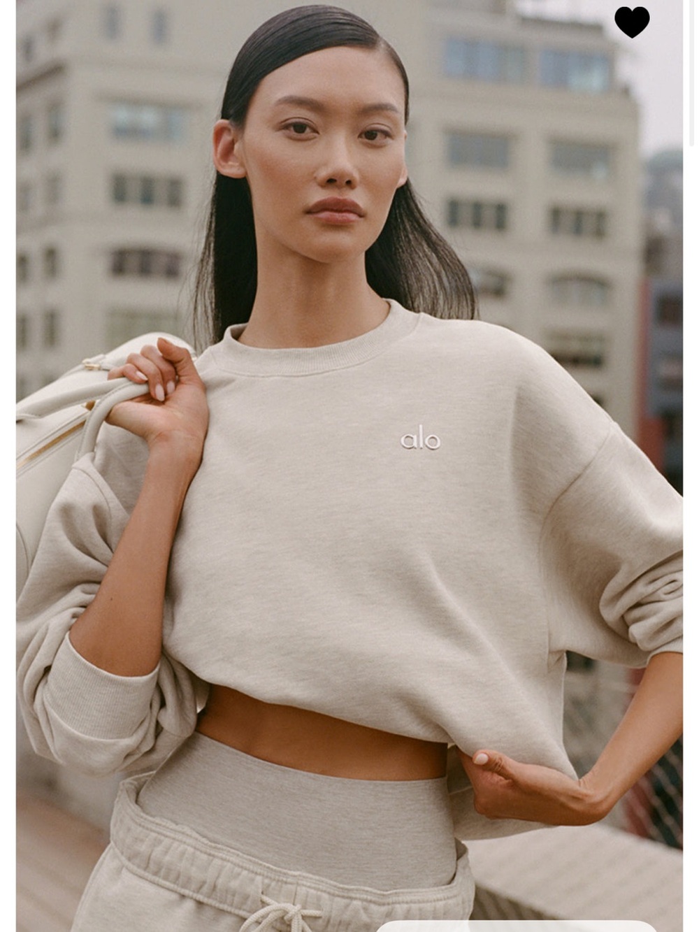 ALO Yoga Oatmeal Heather Crew Neck Pullover